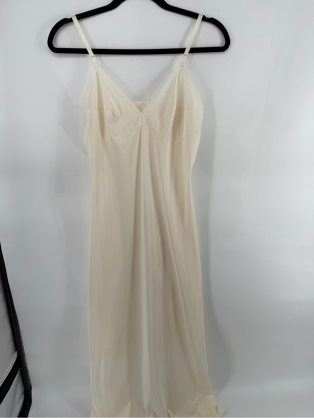 Vintage Lorraine Women's Cream Slip Dress - Smooth V-Neck Nightwear